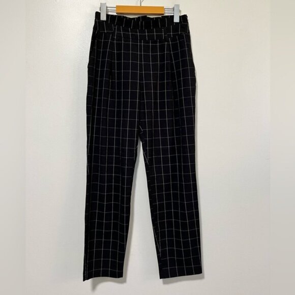 Stradivarius Black Windowpane Plaid Slim Ankle Trousers | Size 6 - Picture 2 of 9